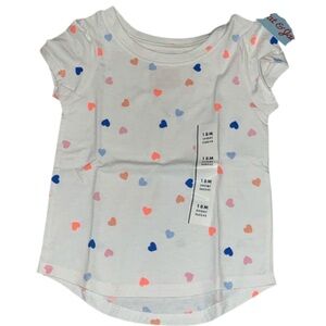 Cat & Jack White Tee with Colorful Heart Pattern